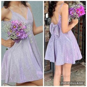 Sparkling Lavender Dress with Bow